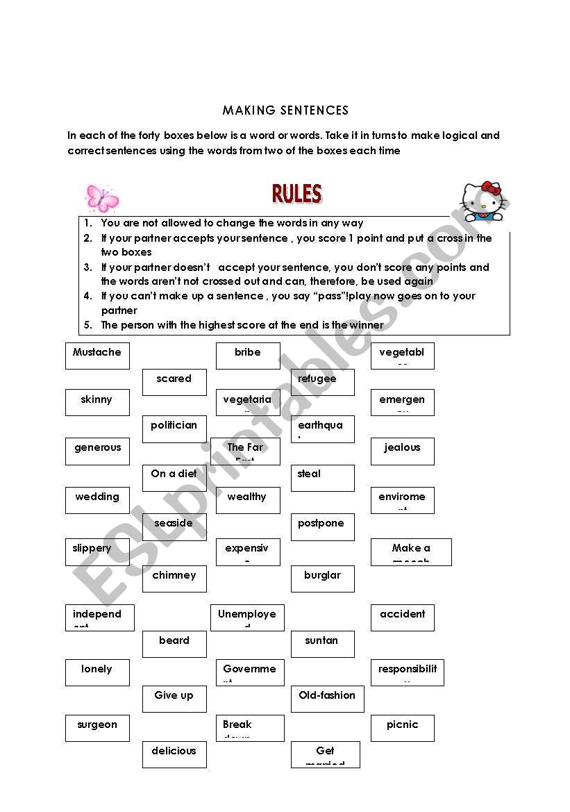 MAKING SENTENCES worksheet