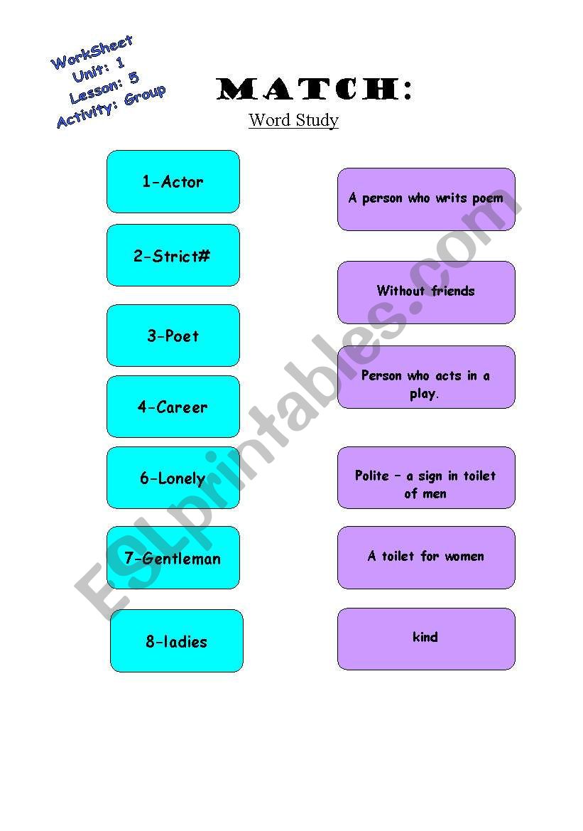 vocabulary worksheet