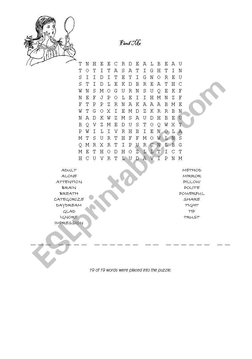 find the message  worksheet