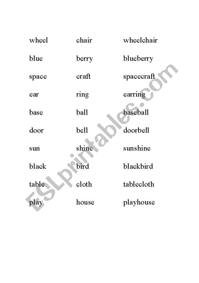 Compound Word Unit worksheet