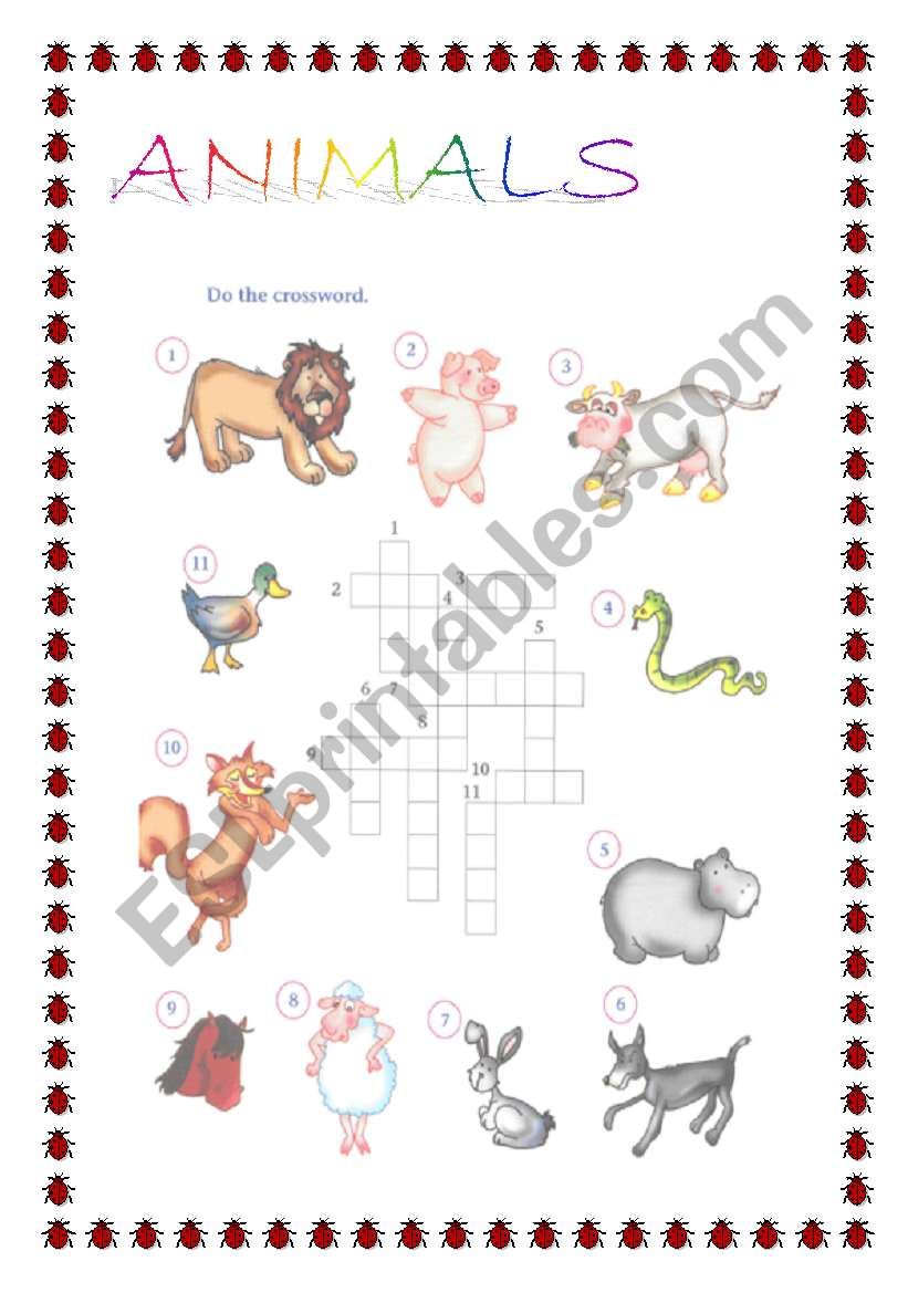 ANIMALS PUZZLE -WITH ANSWER KEY