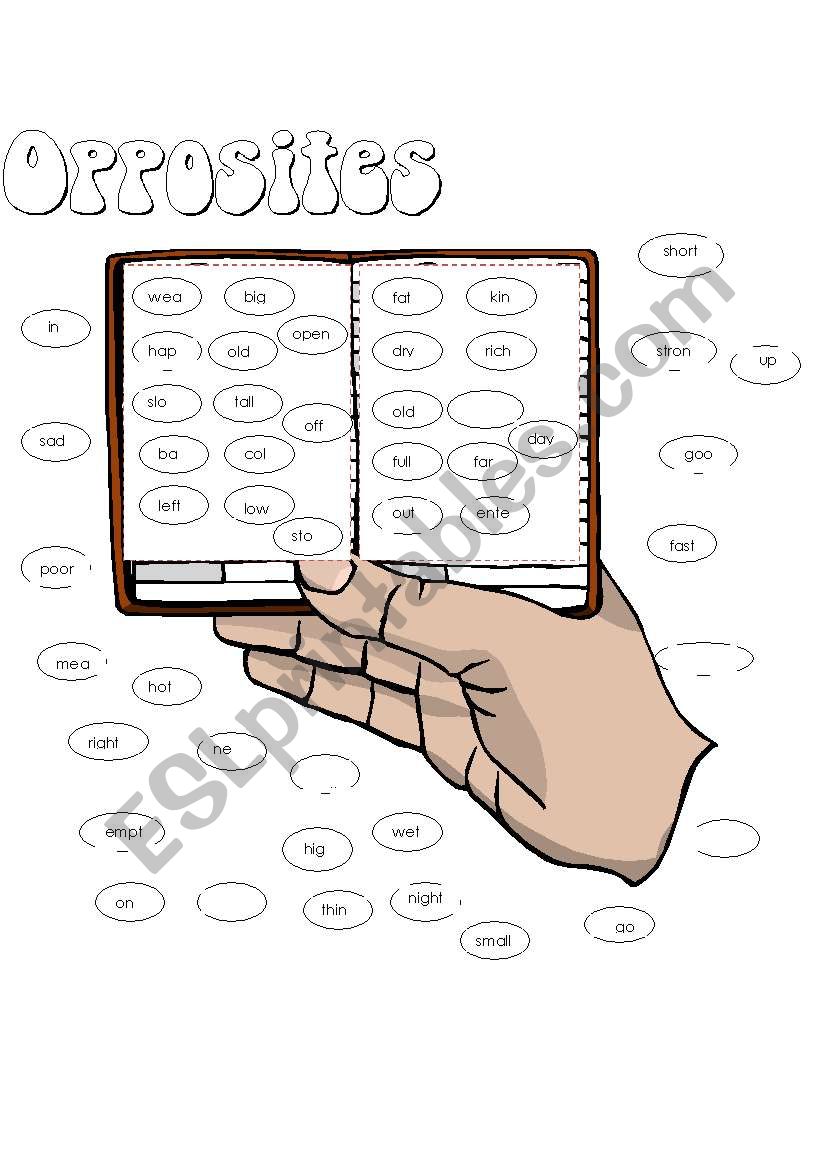 Opposities and Colors worksheet