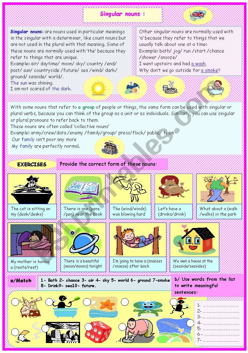 singular nouns worksheet