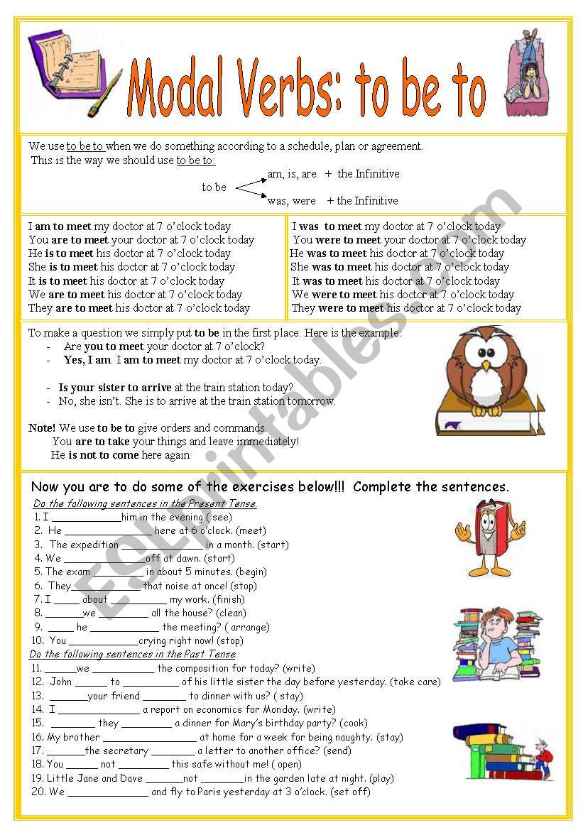 Modal Verbs: to be to worksheet