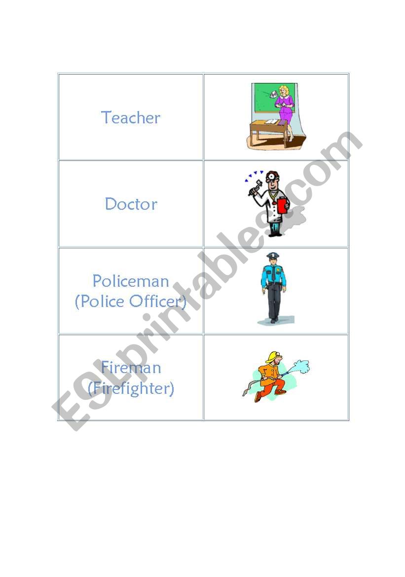 Occupation Cards worksheet