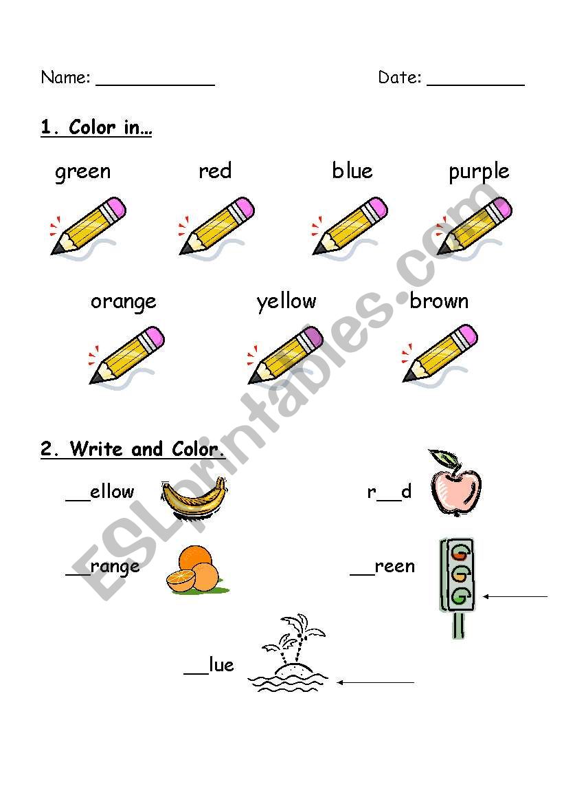 colors worksheet