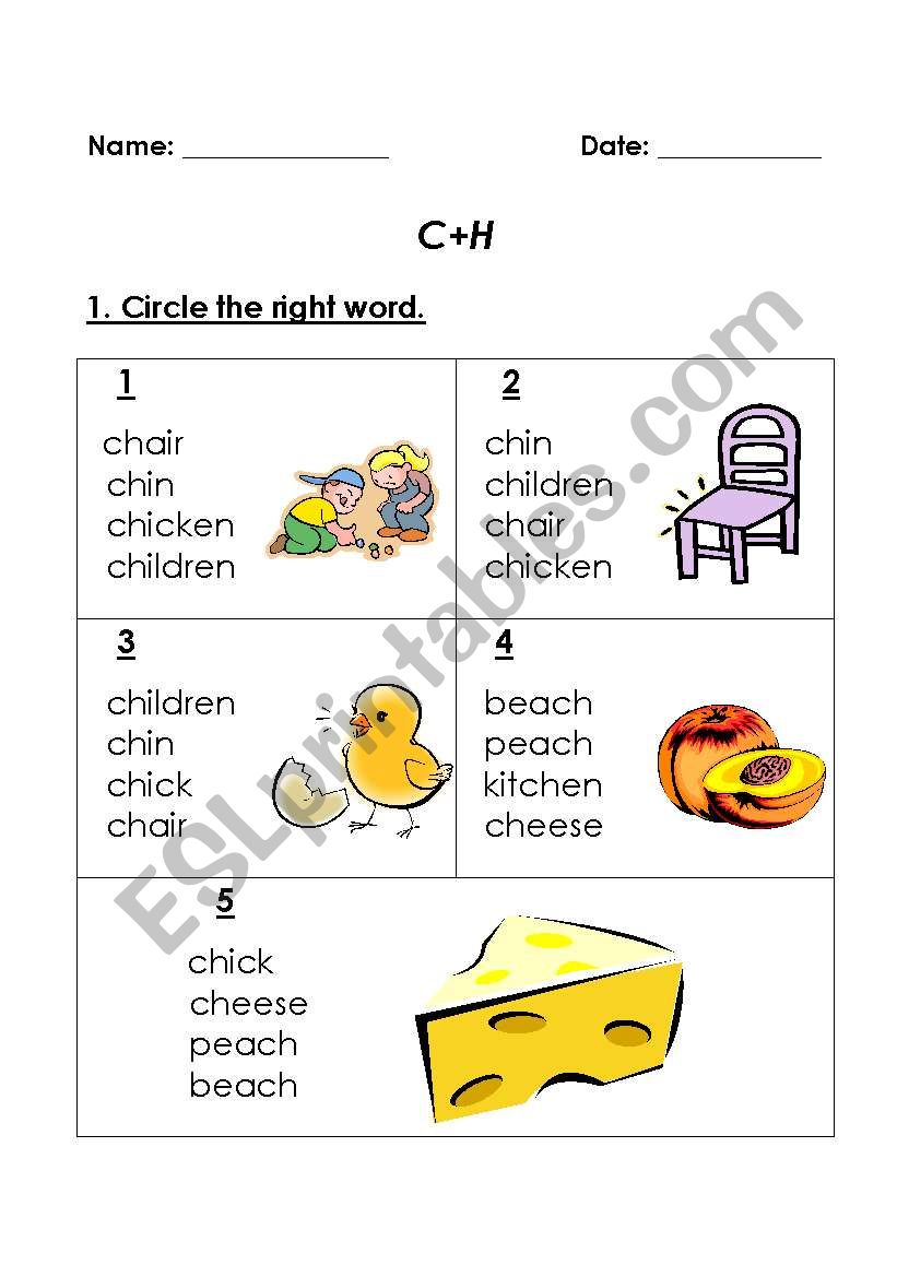 phonetics- ch worksheet