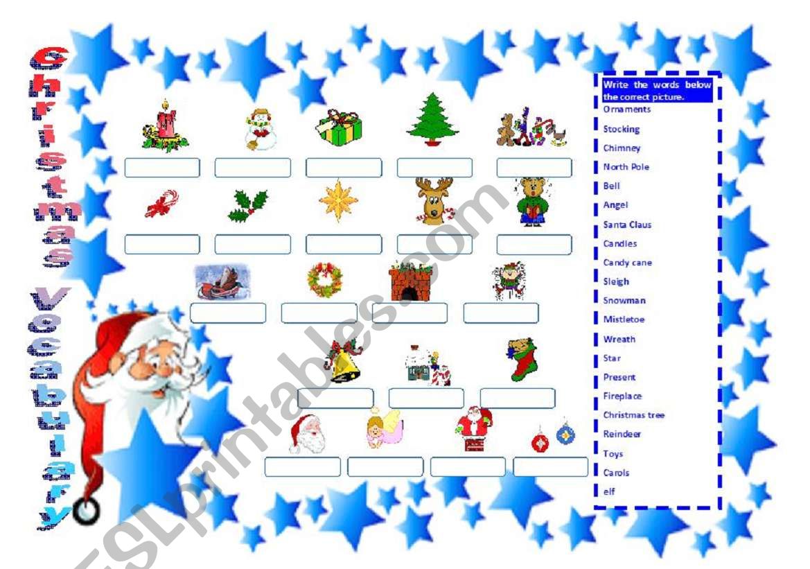 CHRISTMAS VOCABULARY worksheet