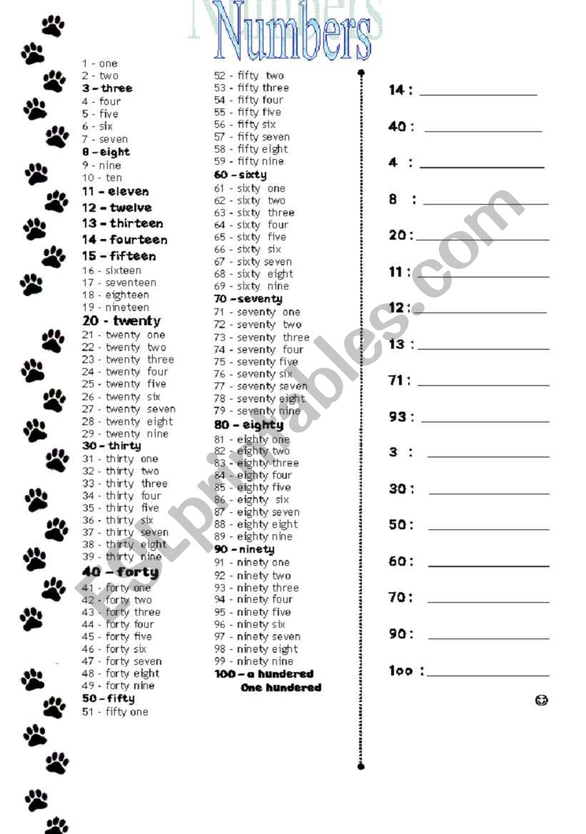 just numbers worksheet