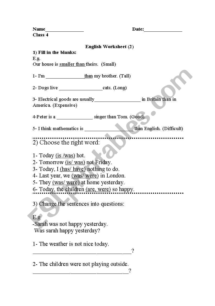 worksheet about verb to be and making questions