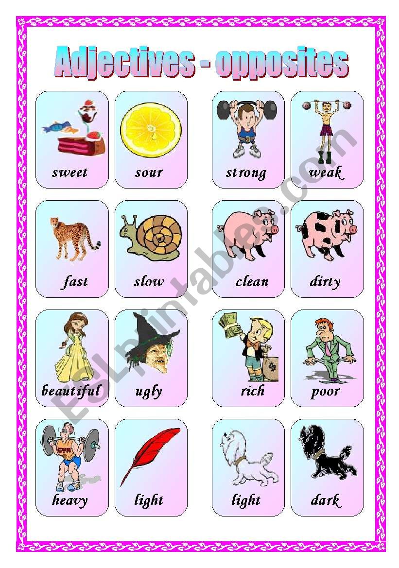 Opposites - matching game (B&W version included)