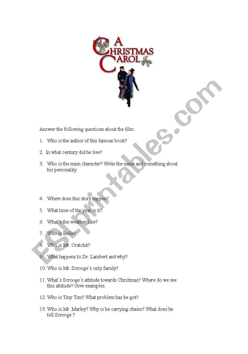 Christmas Carol worksheet