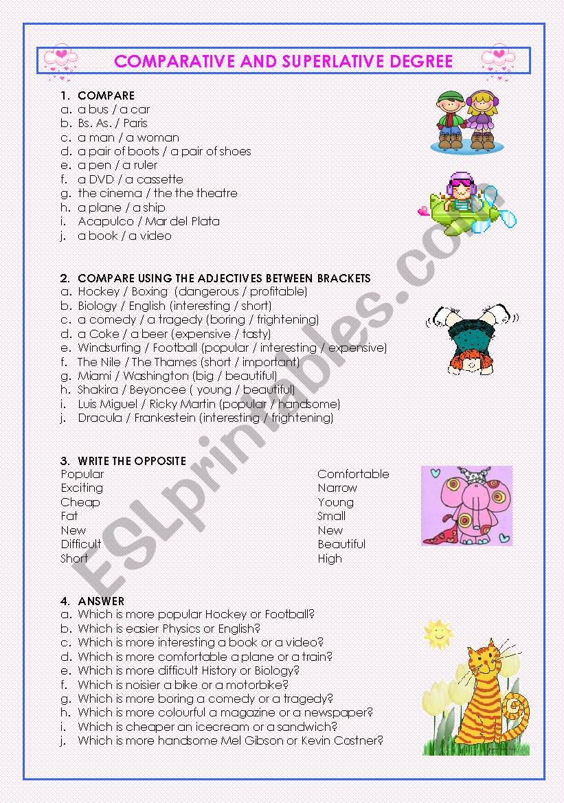 Comparative and Superlative Degree (2 pages)
