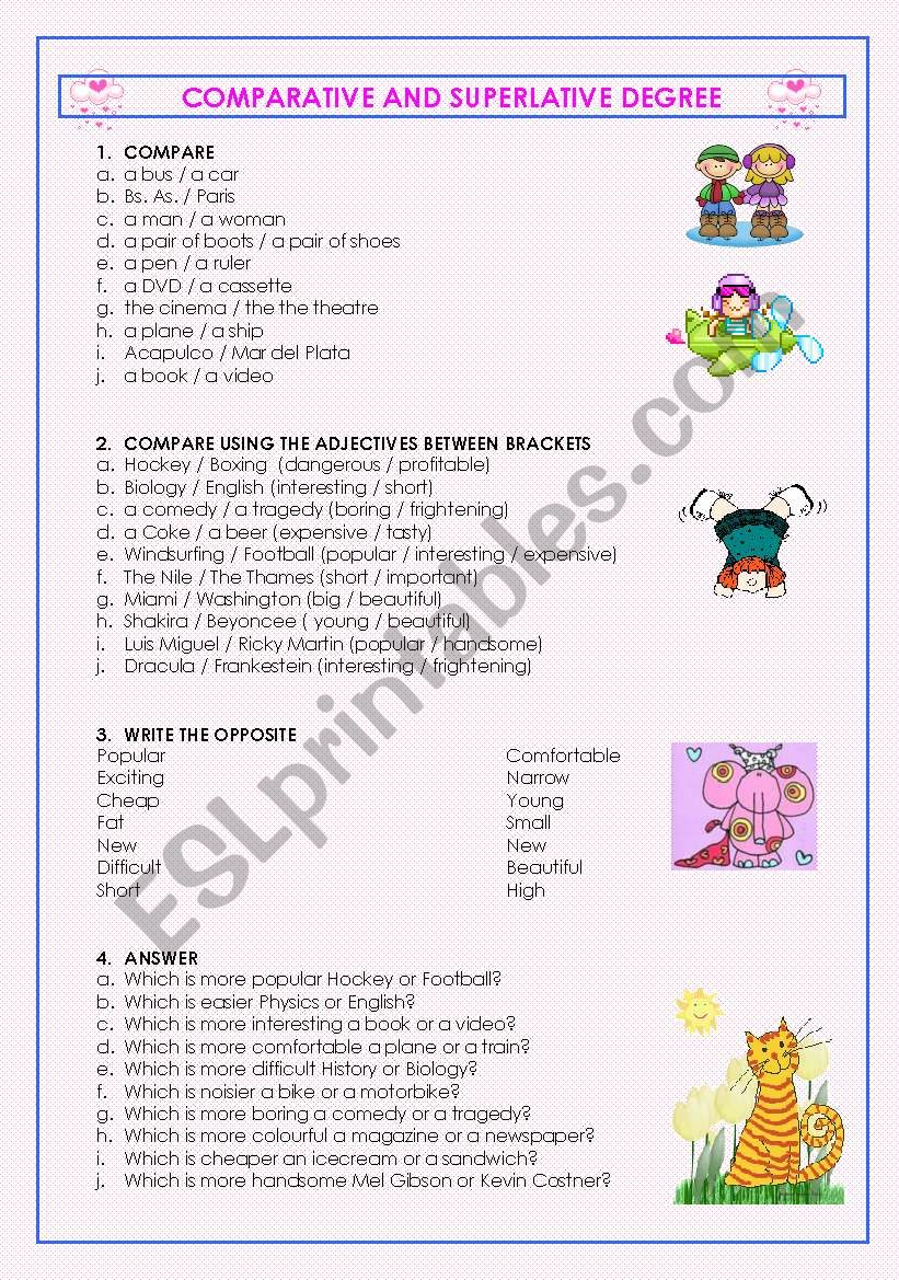 Comparative and Superlative Degree (2 pages)