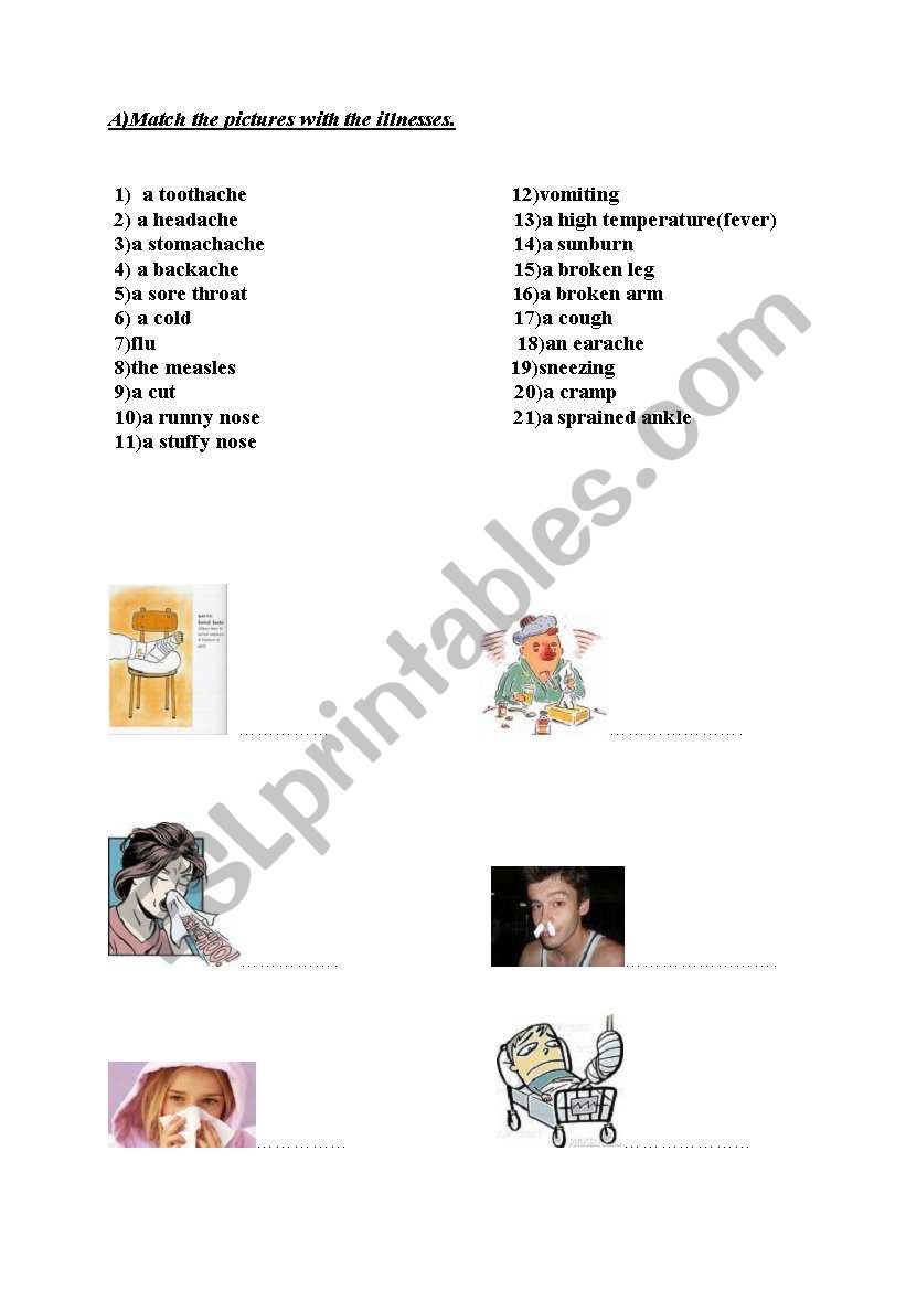 illnesses worksheet