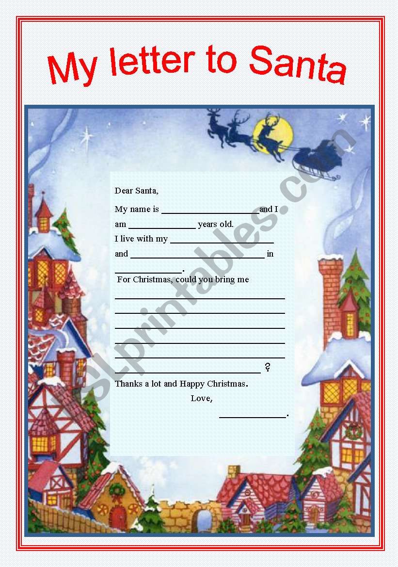 My letter to Santa worksheet