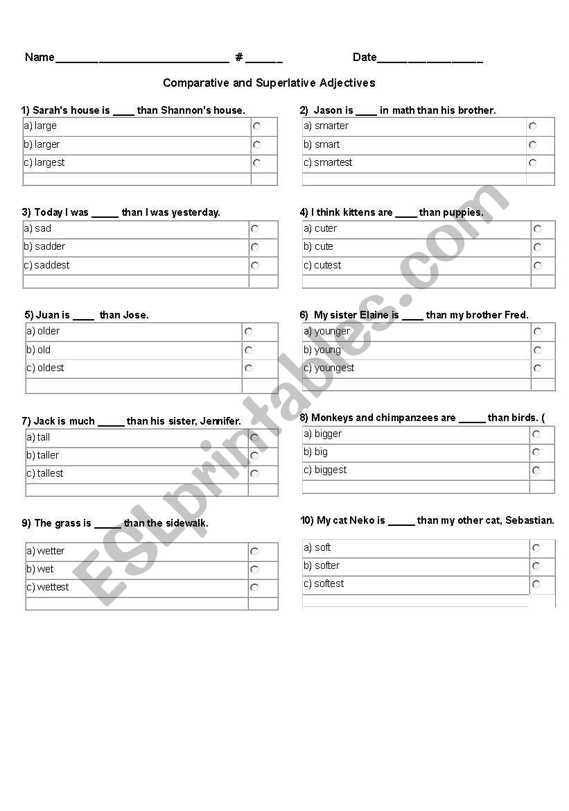 Comparative and Superlative Adjectives