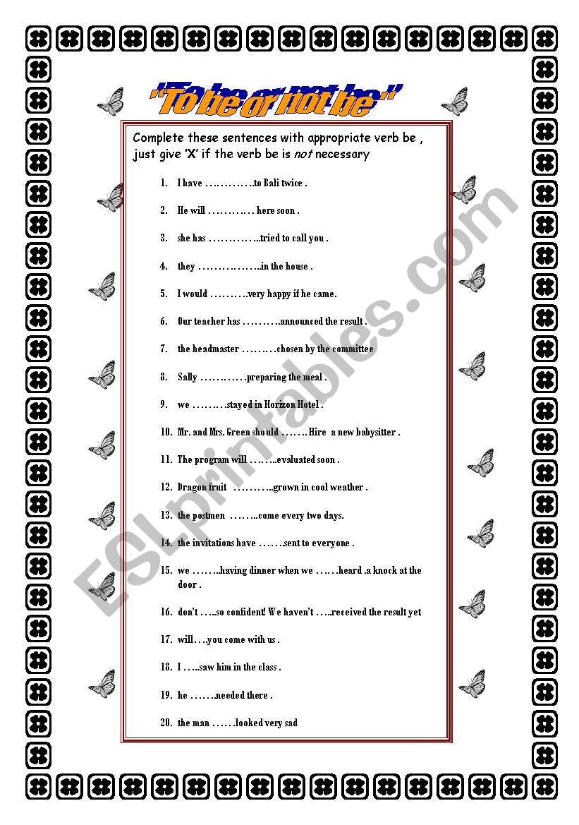 to be or not to be worksheet