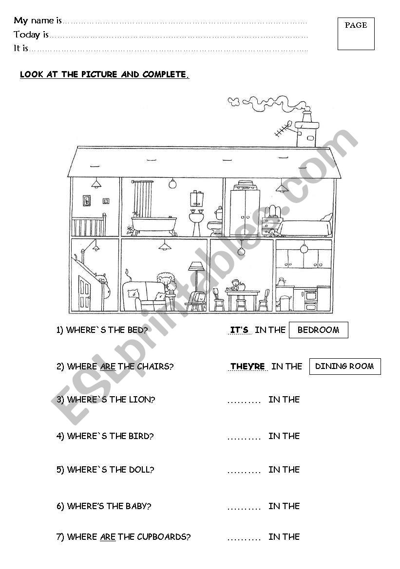 ITS / THEYRE + home worksheet