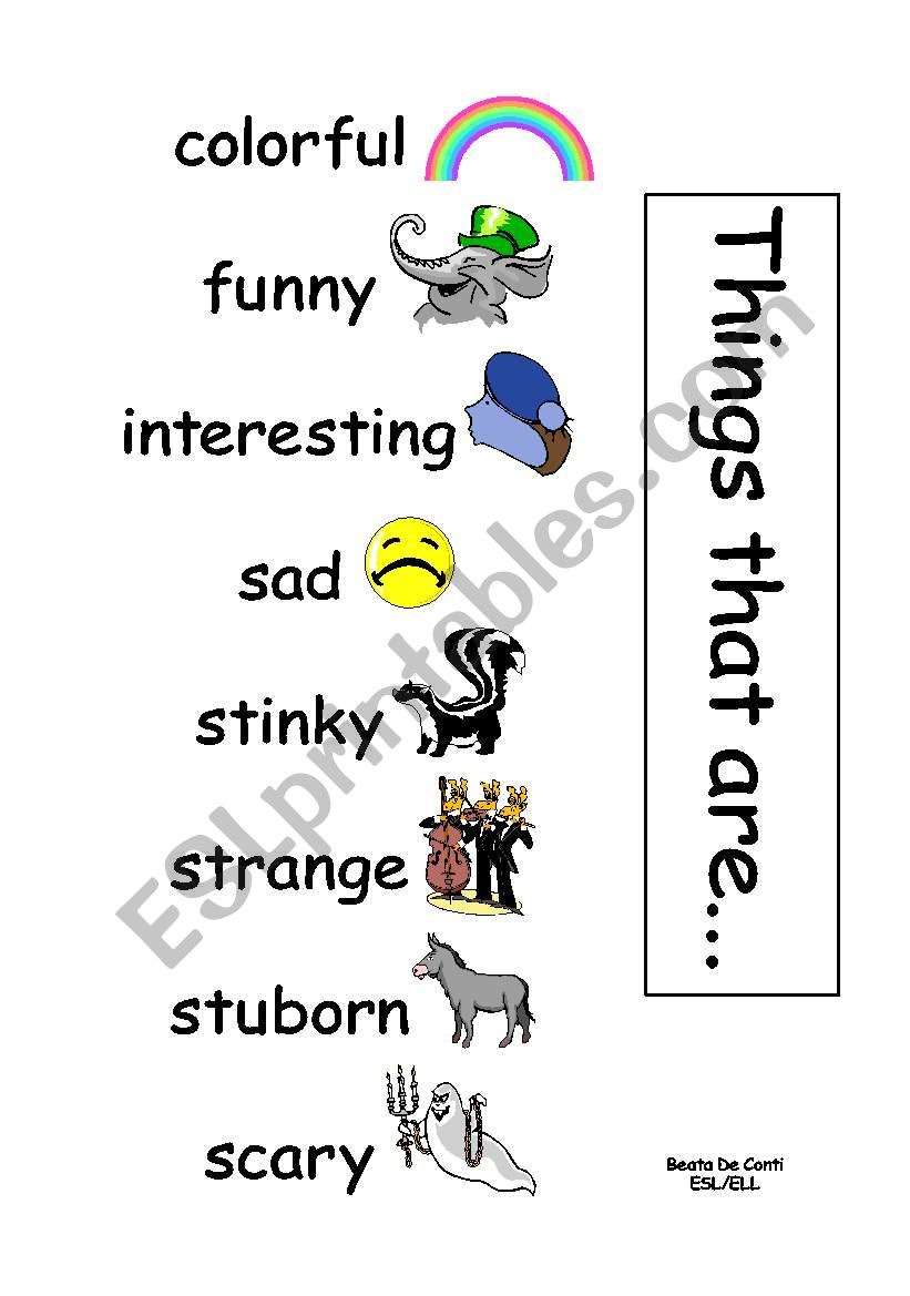 Things that are... adjectives worksheet