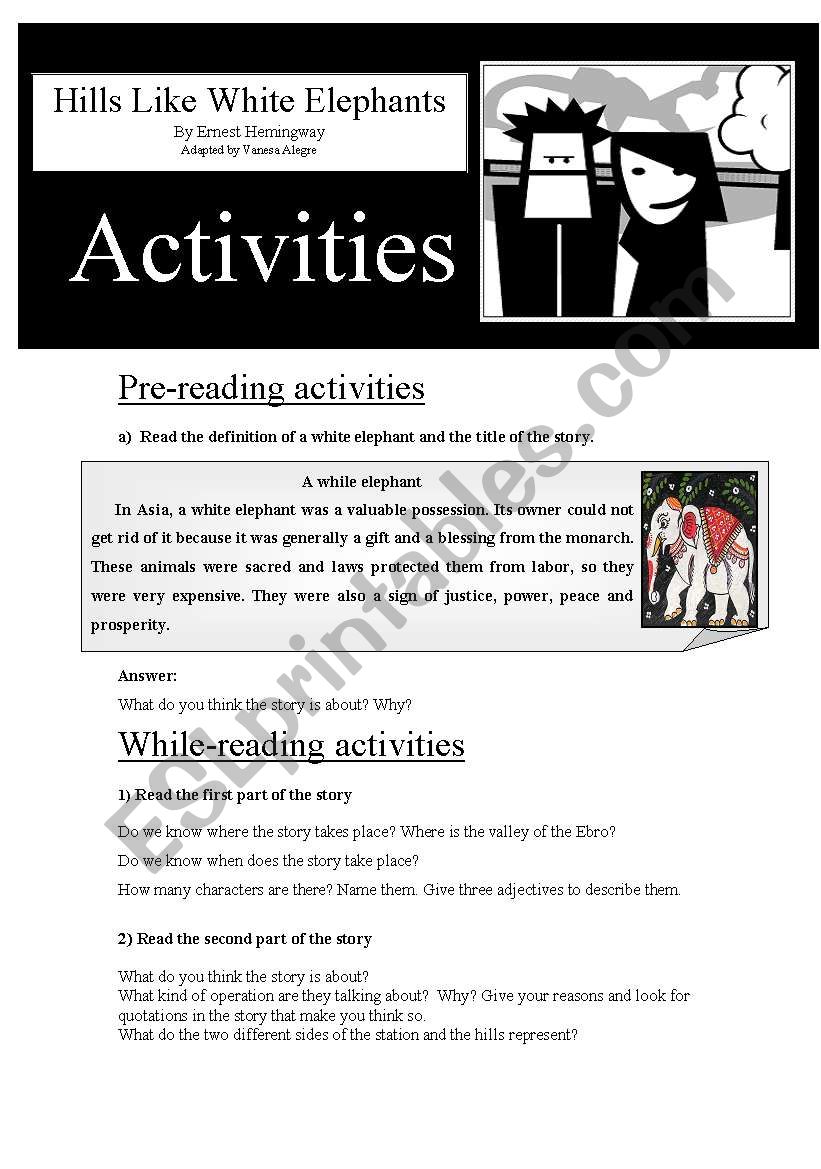 COMIC AND ADAPTATION of Ernest HemingwayÂ´s story  SECOND PART* EXERCISES*