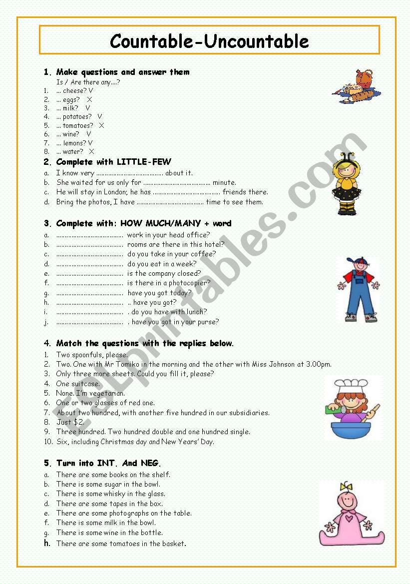 Countable-Uncountable Nouns worksheet