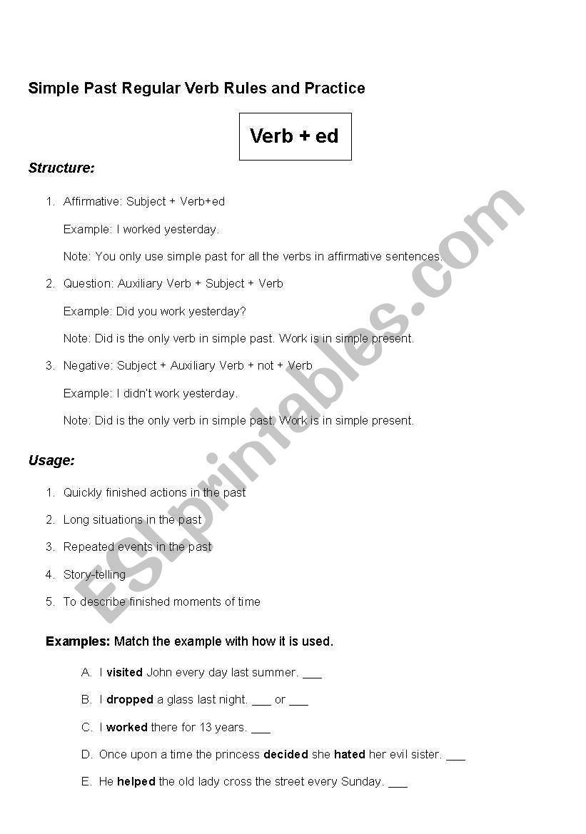 Simple Past Regular Rules and Practice