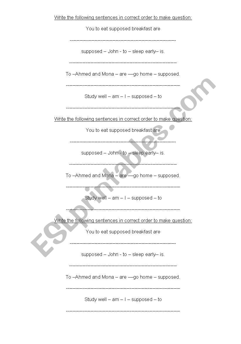 be supposed to - activity worksheet