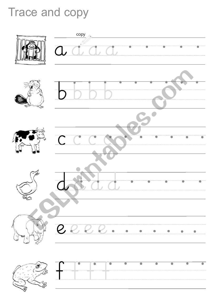 trace and copy worksheet