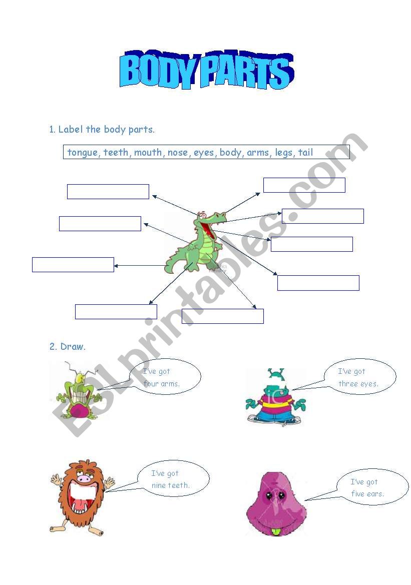 body parts worksheet