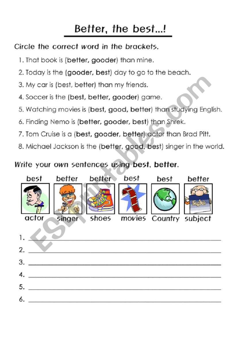 comparatives worksheet