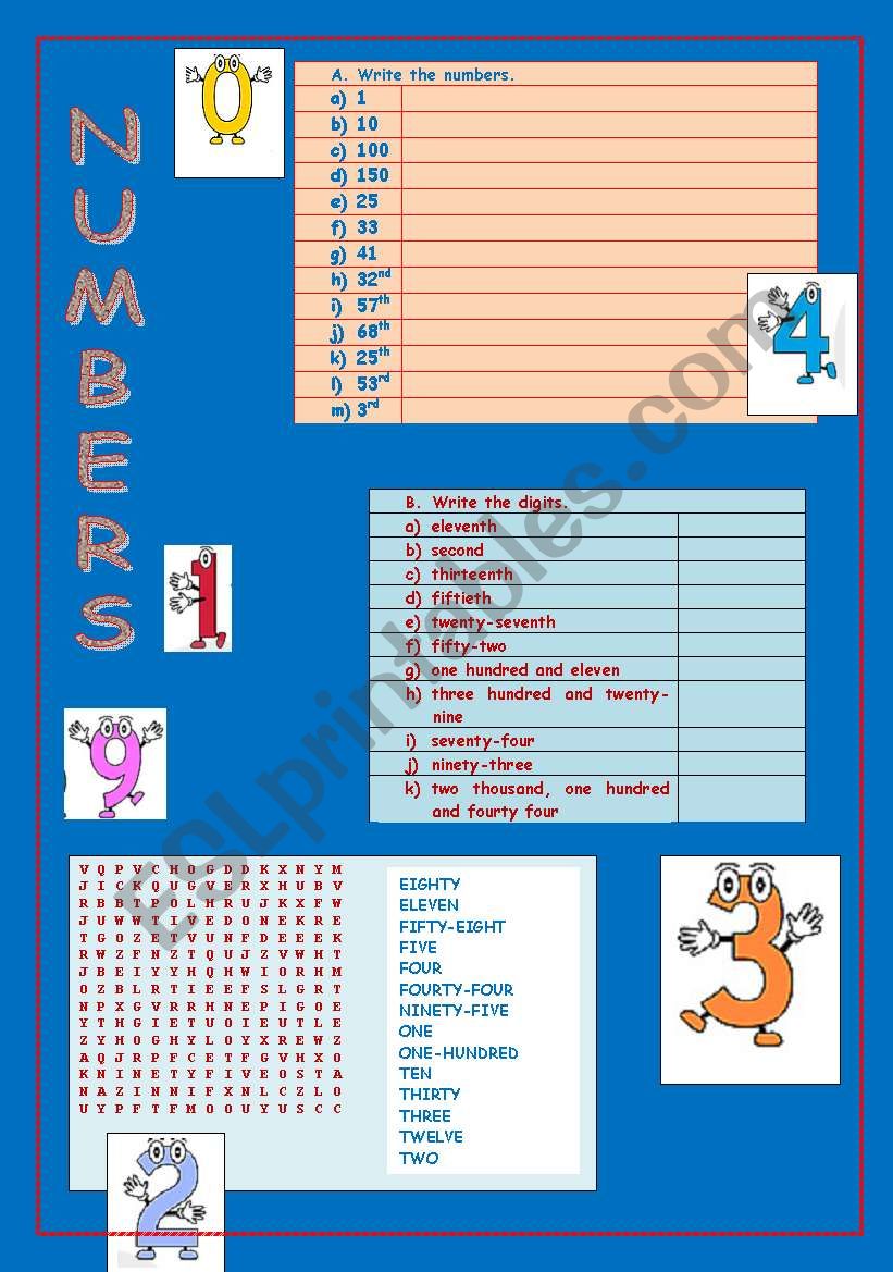 Numbers worksheet