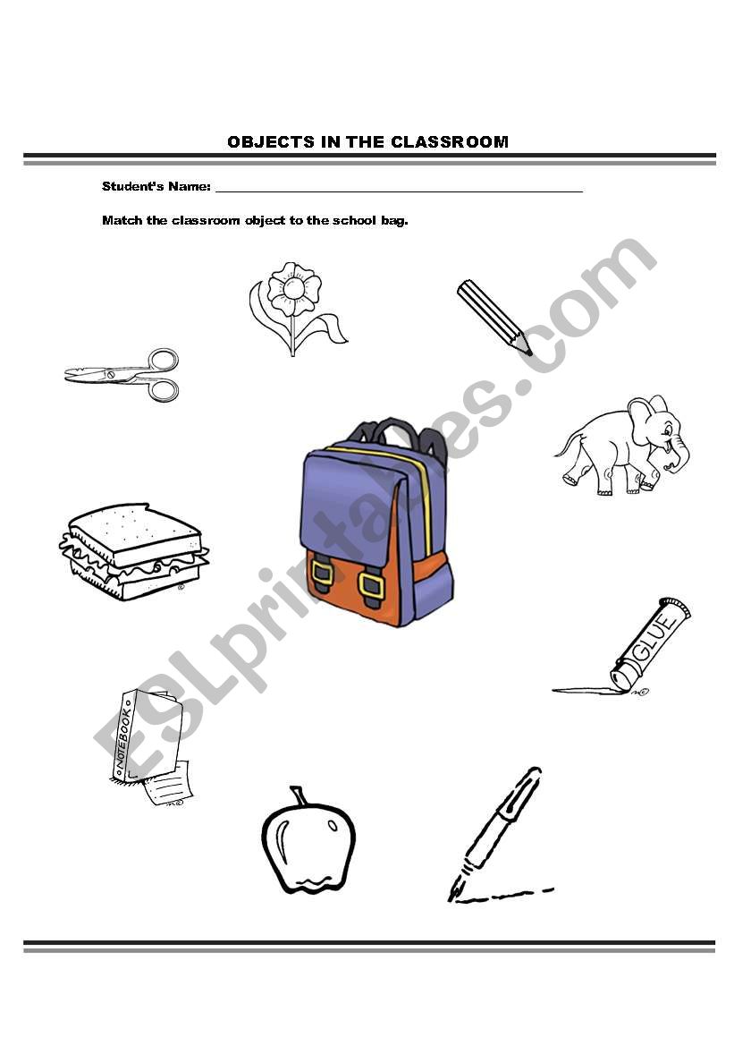 School Objects worksheet