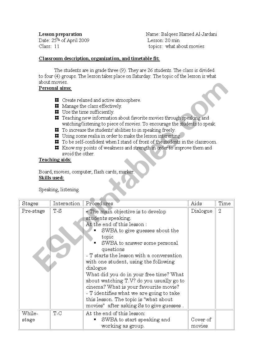 lesson plan worksheet