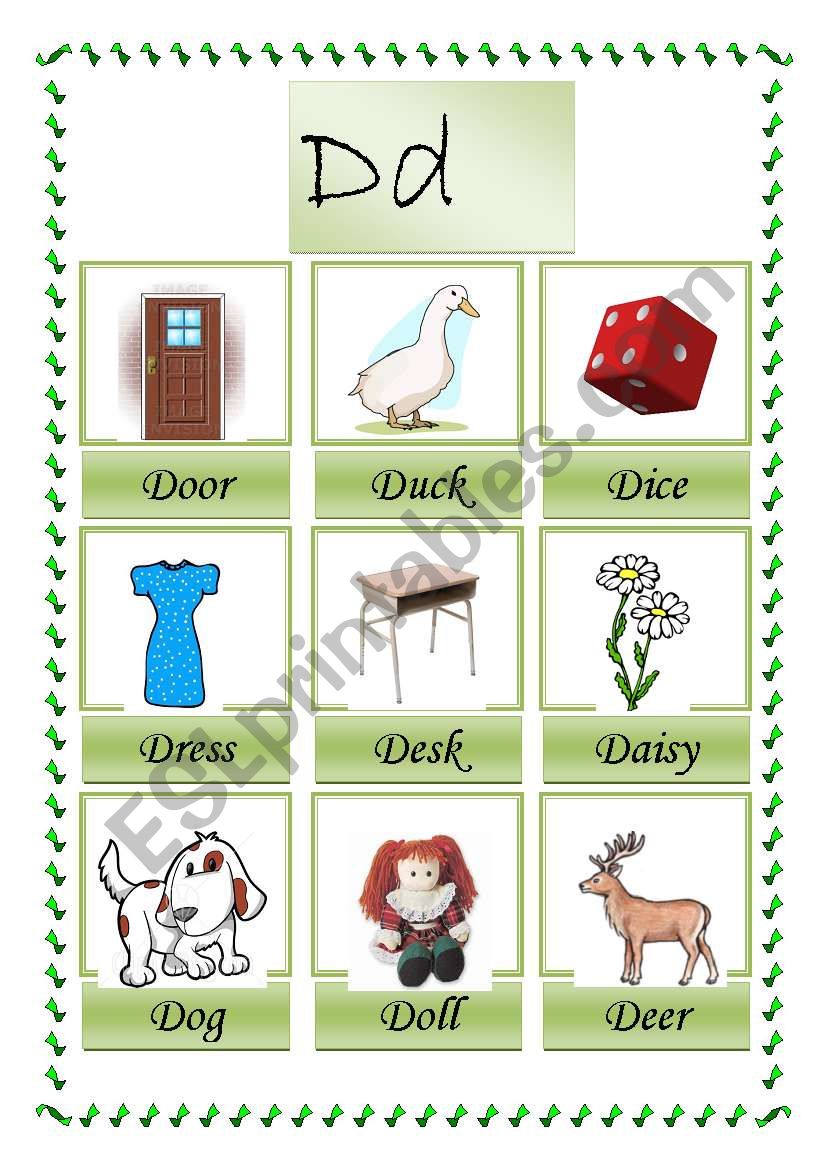 picture dictionary D (1-2 ) worksheet