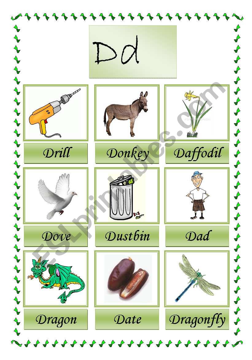 picture dictioary D (2-2) worksheet