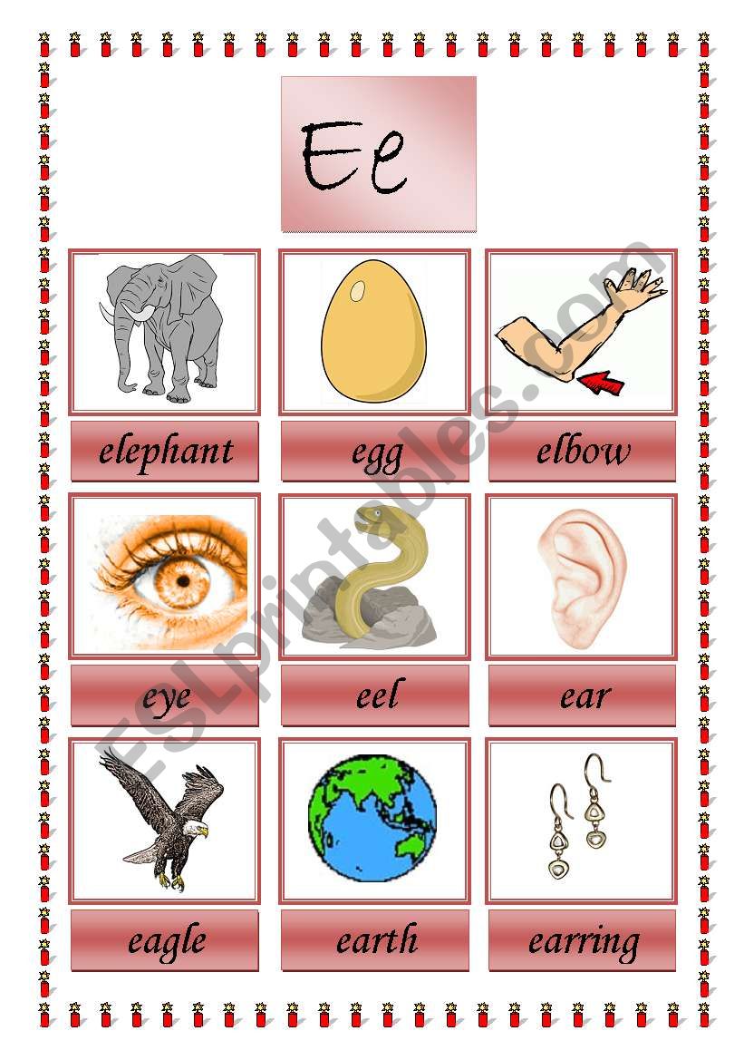 picture dictionary E - ESL worksheet by zamy