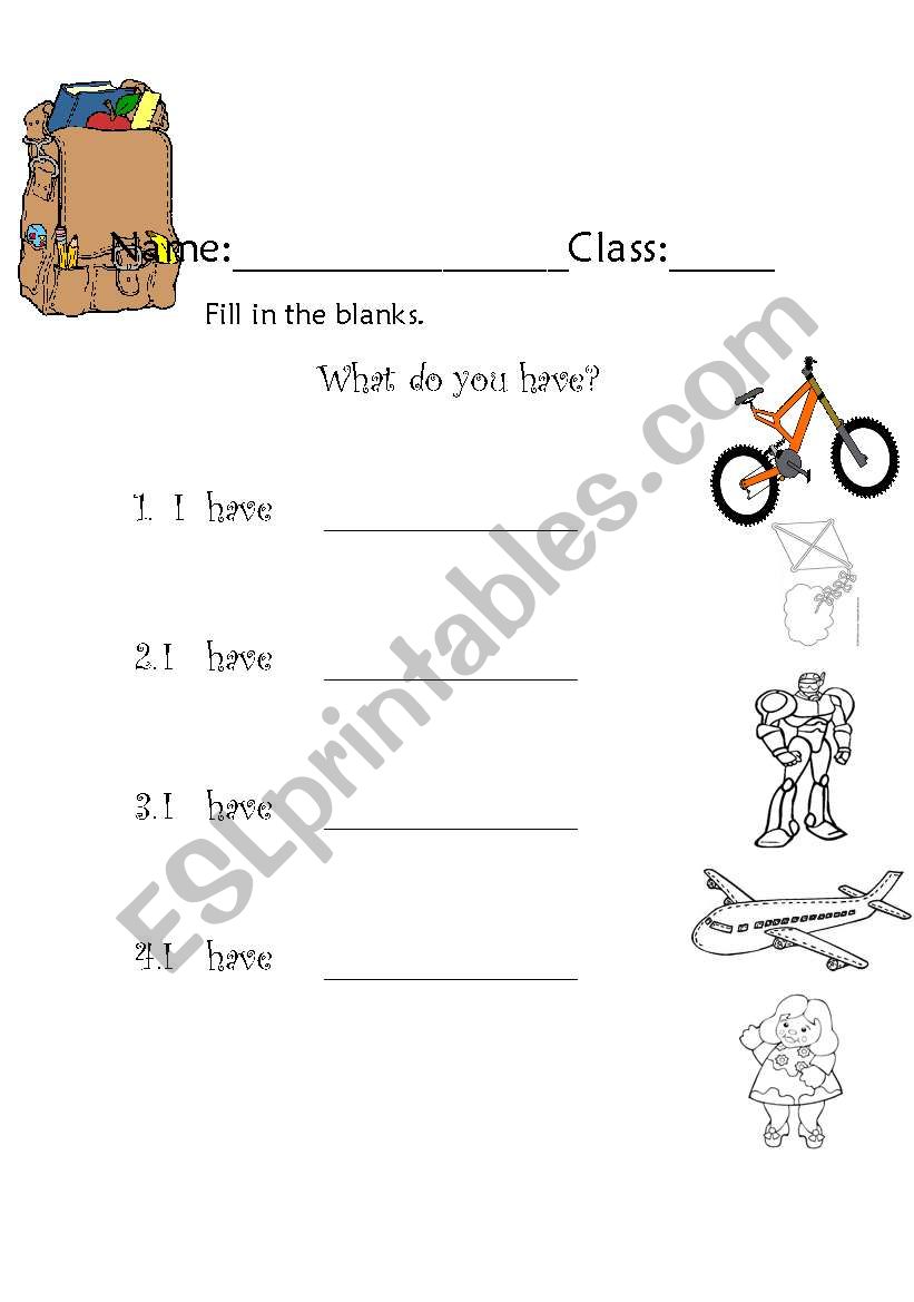 What do you have? worksheet