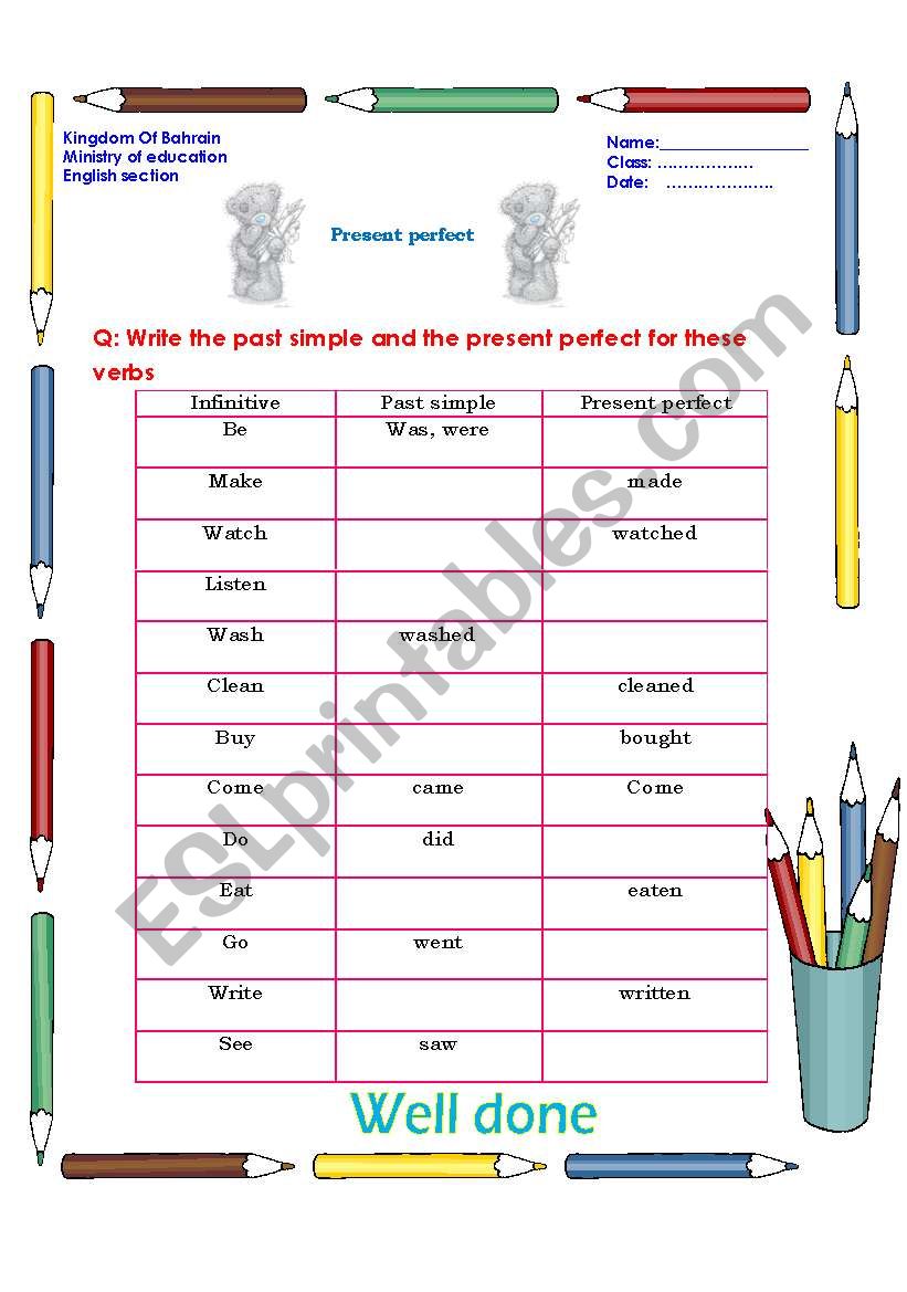 verbs worksheet