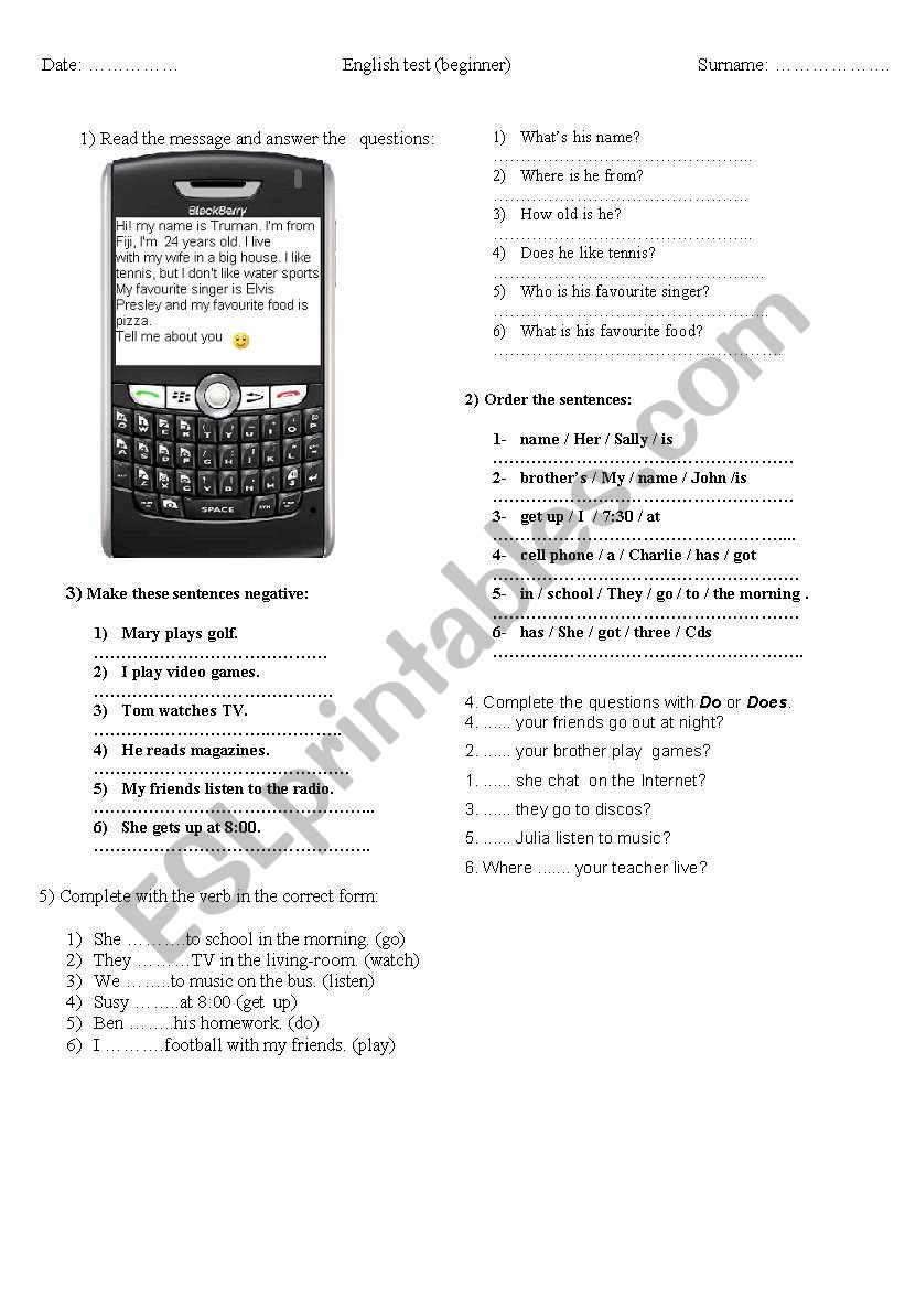 simple present worksheet worksheet