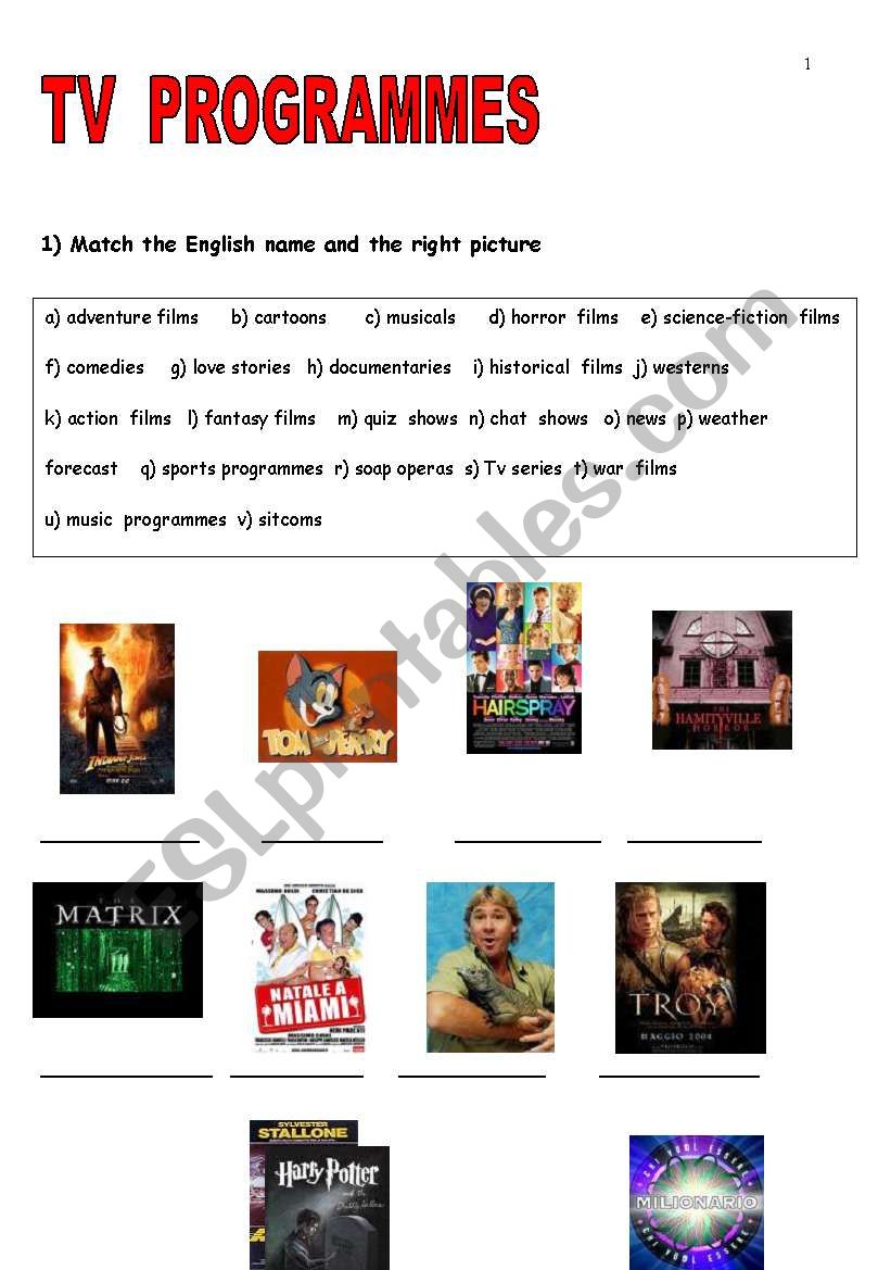 TV PROGRAMMES worksheet