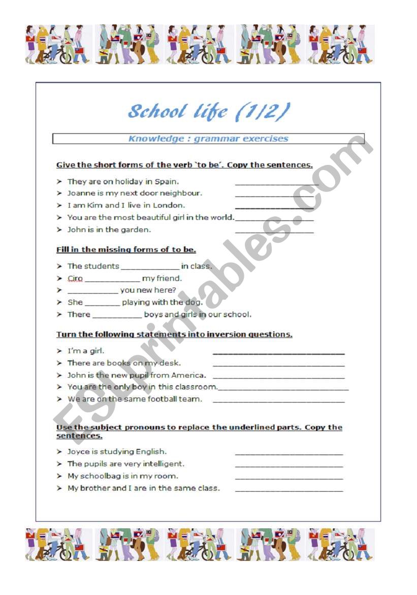 School life (2 printables in 1 - 4 pages)