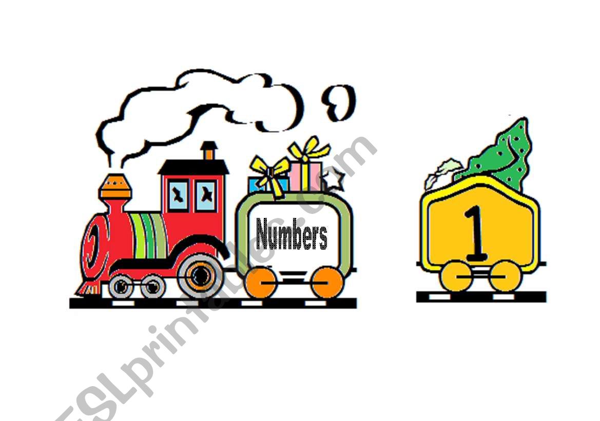 train numbers from 1 to 9 + word -flashcards