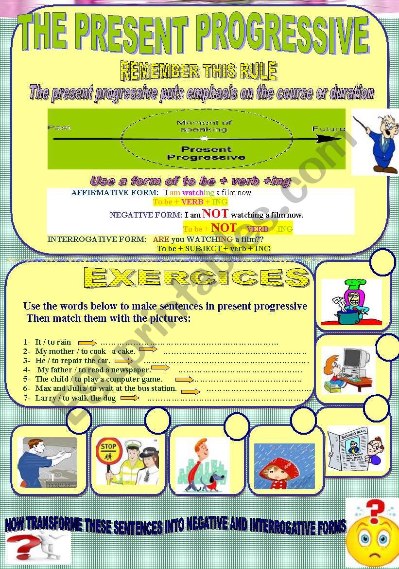 Present progressive rule and exercises