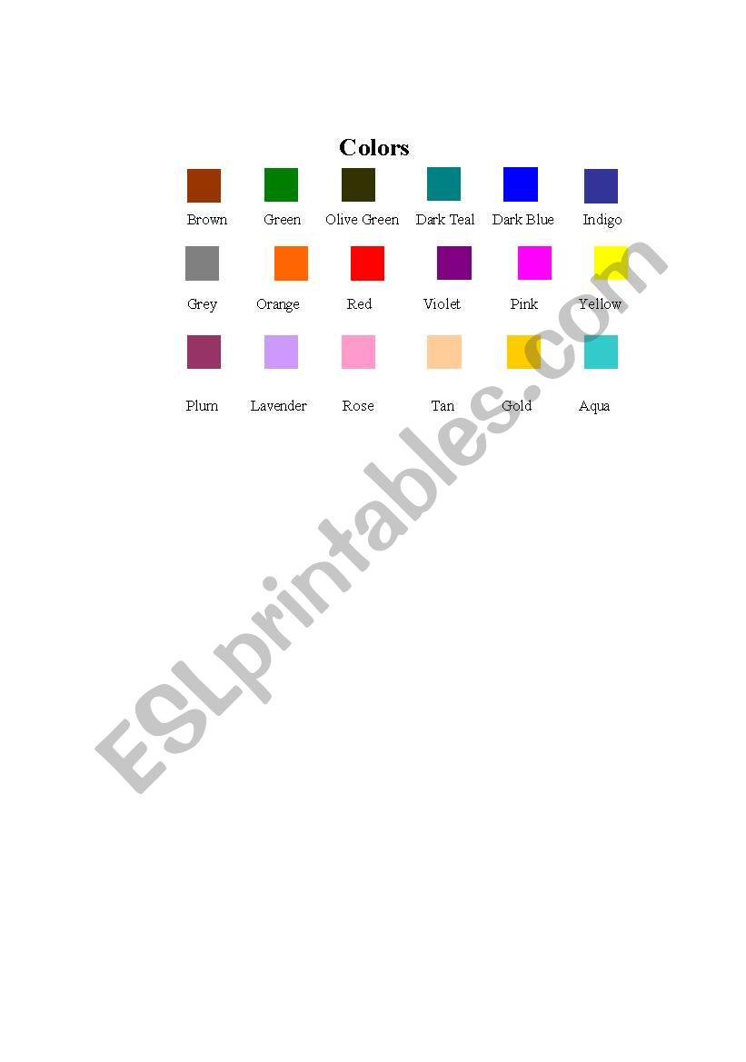 colors worksheet