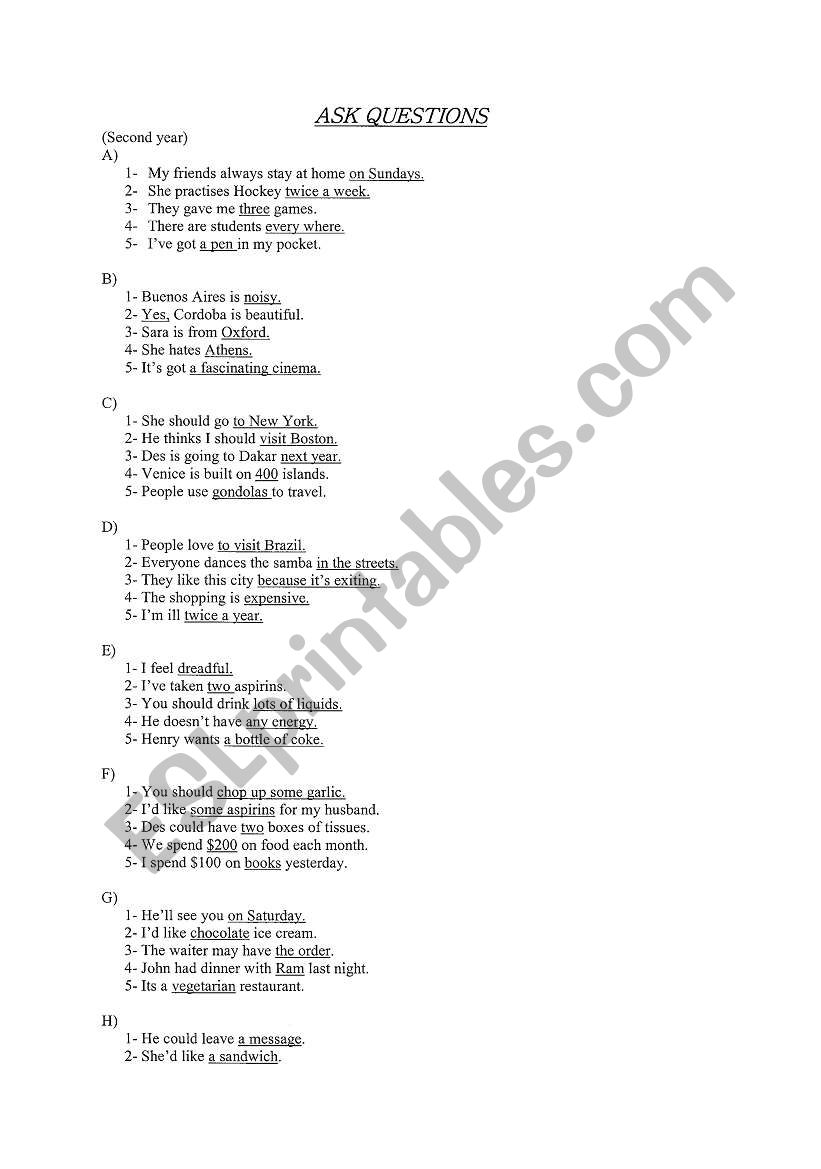 Ask questions exercise!!! worksheet
