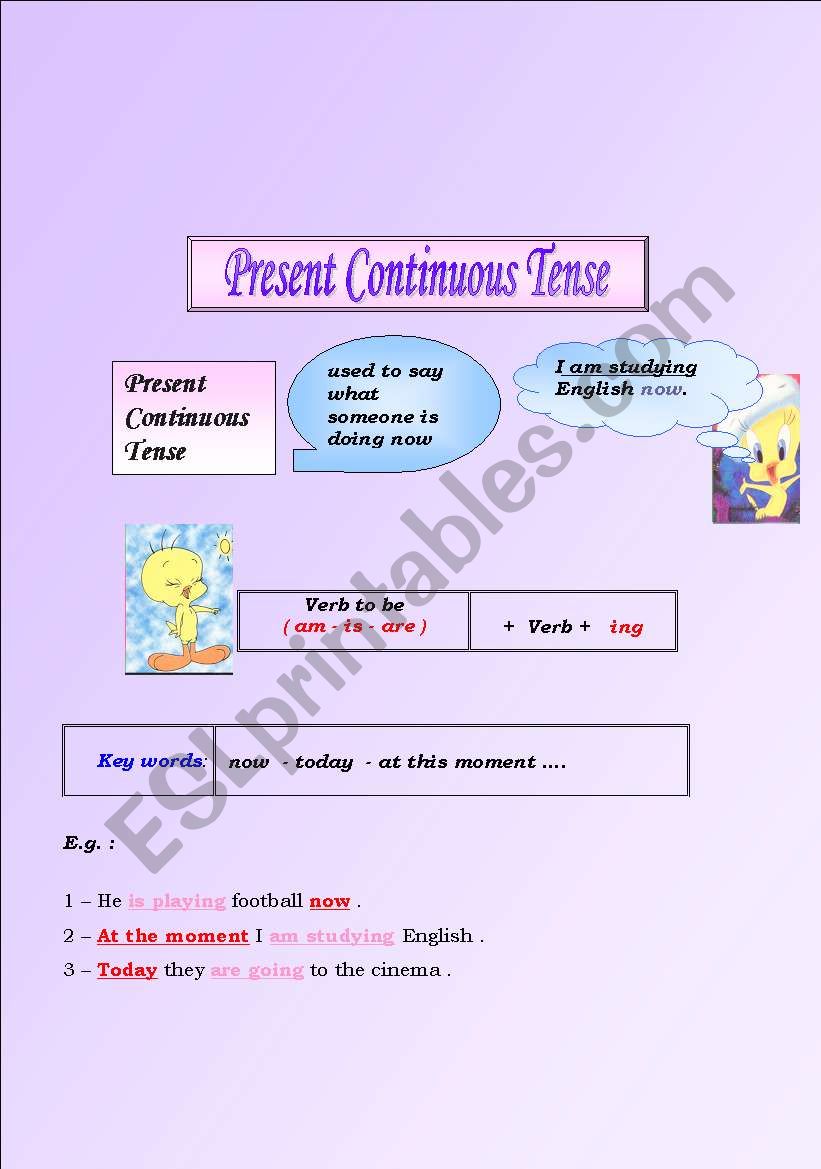 presant and past continuous worksheet