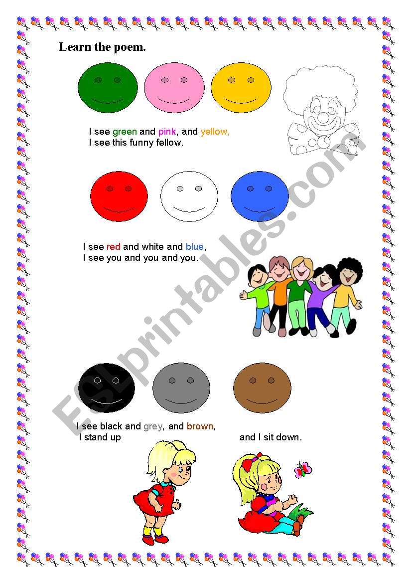 a poem Colours worksheet