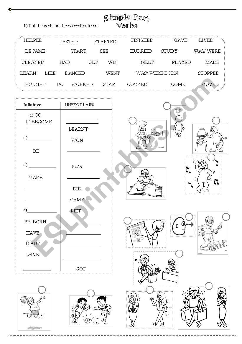 Past simple most common verbs and pictures