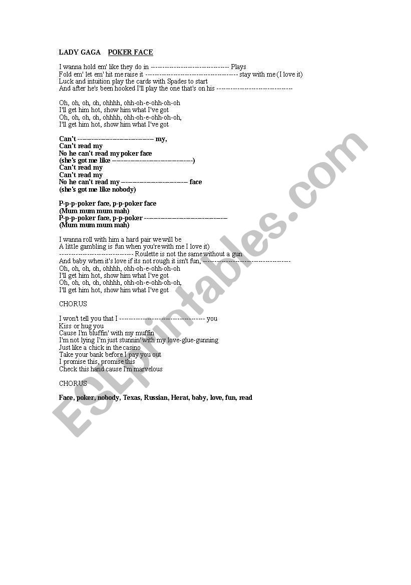 LADY GAGA (2 songs) worksheet